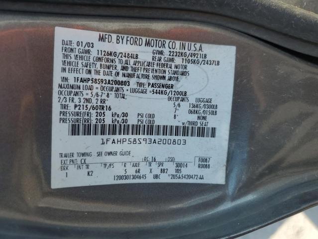 2003 Ford Taurus Se VIN: 1FAHP58S93A200803 Lot: 59274724