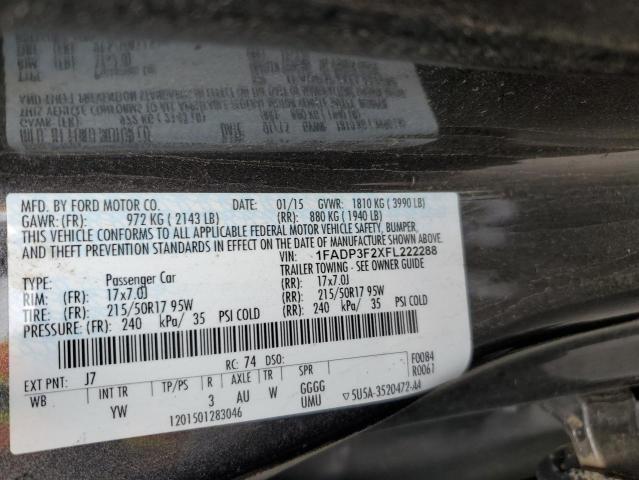 VIN 1FADP3F2XFL222288 2015 Ford Focus, SE no.12