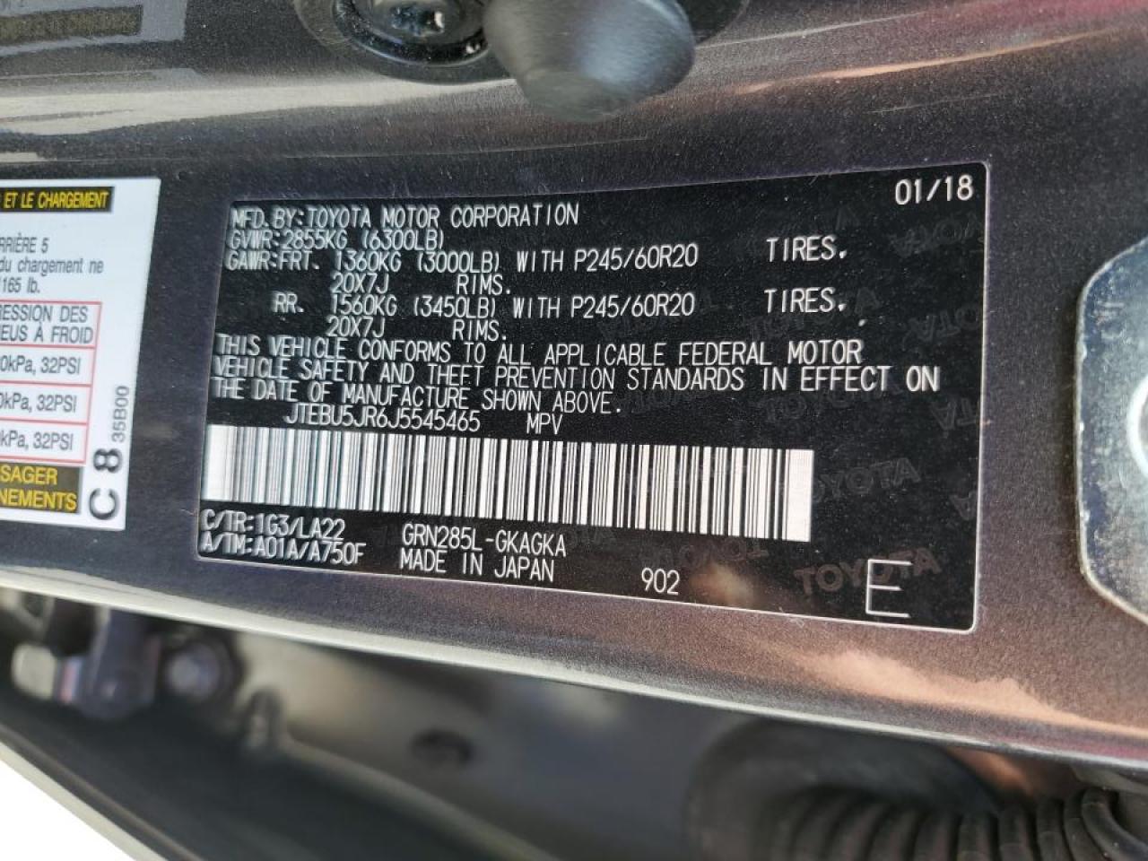 JTEBU5JR6J5545465 2018 Toyota 4Runner Sr5/Sr5 Premium