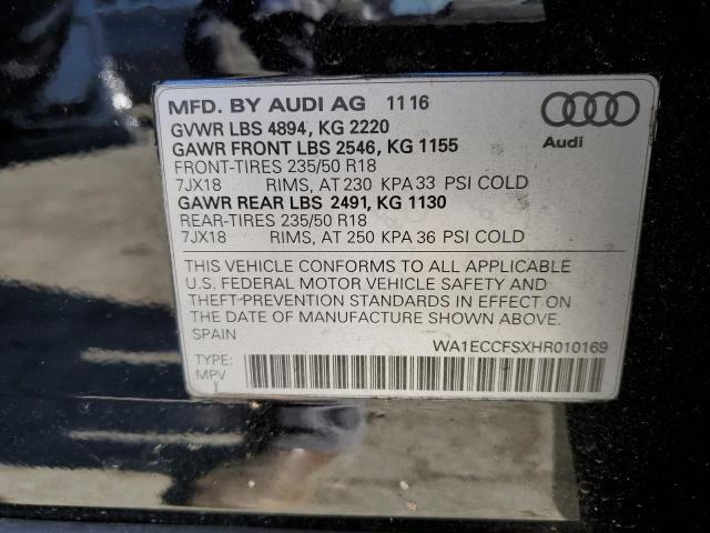 2017 Audi Q3 Premium VIN: WA1ECCFSXHR010169 Lot: 58172944