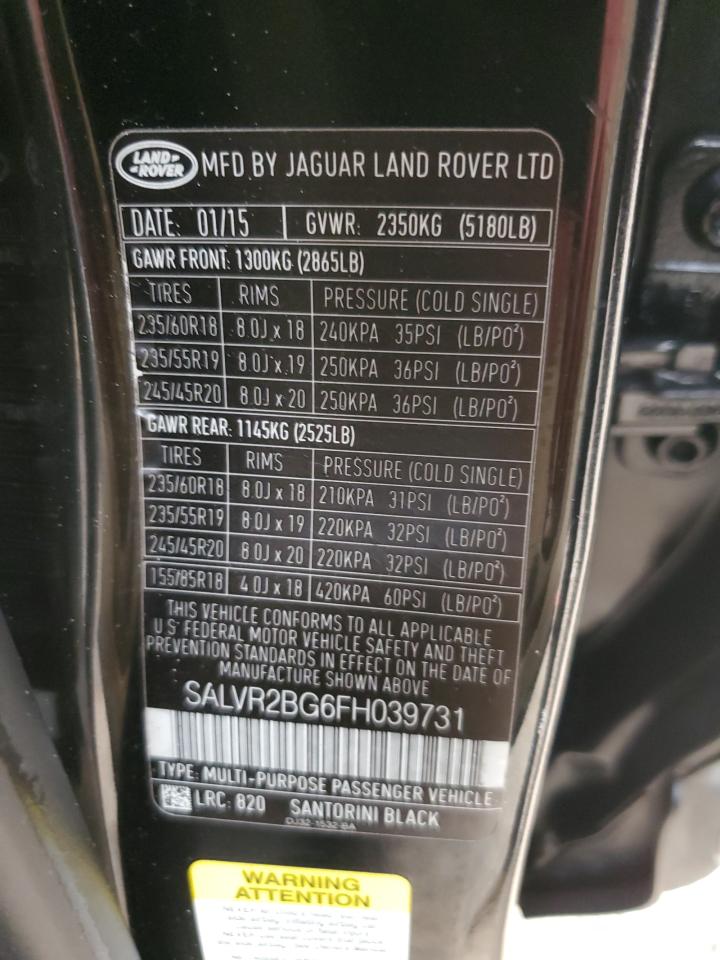 SALVR2BG6FH039731 2015 Land Rover Range Rover Evoque Pure Premium