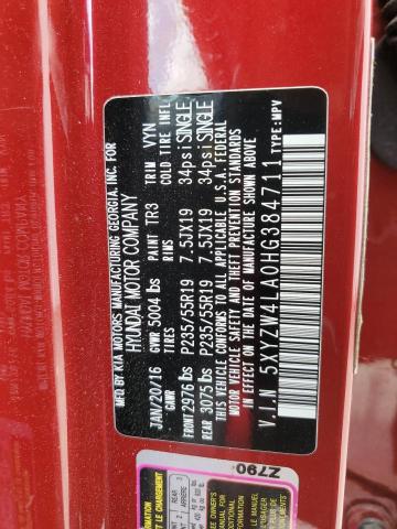 2017 HYUNDAI SANTA FE S 5XYZW4LA0HG384711