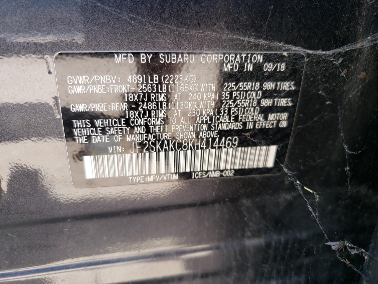 JF2SKAKC8KH414469 2019 Subaru Forester Sport