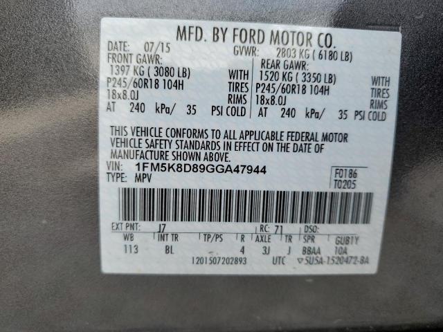 2016 Ford Explorer Xlt VIN: 1FM5K8D89GGA47944 Lot: 57574834