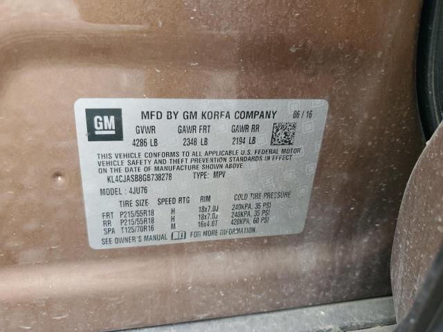 2016 Buick Encore VIN: KL4CJASB8GB738278 Lot: 57419444