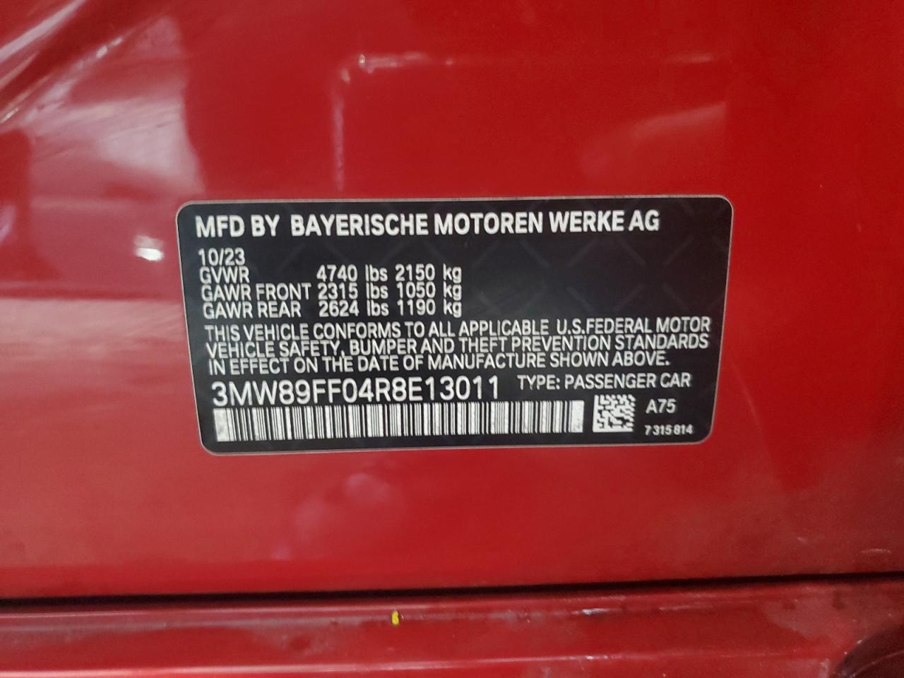 3MW89FF04R8E13011 2024 BMW 330Xi