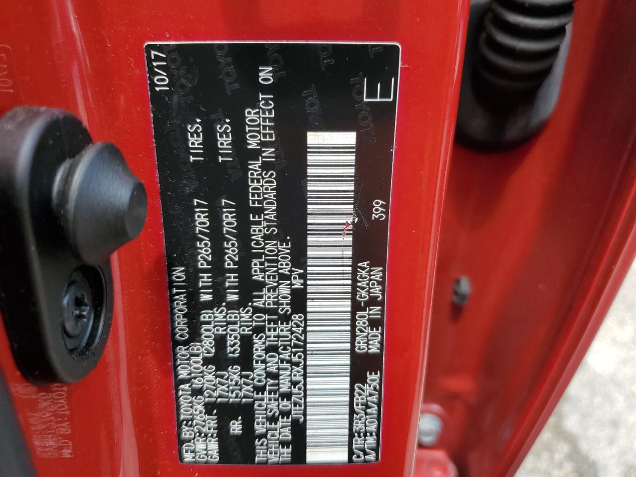 JTEZU5JRXJ5172428 2018 Toyota 4Runner Sr5