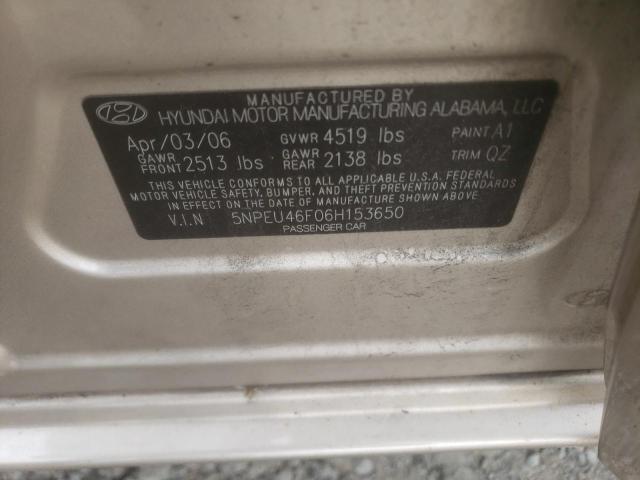 2006 Hyundai Sonata Gls VIN: 5NPEU46F06H153650 Lot: 58626234