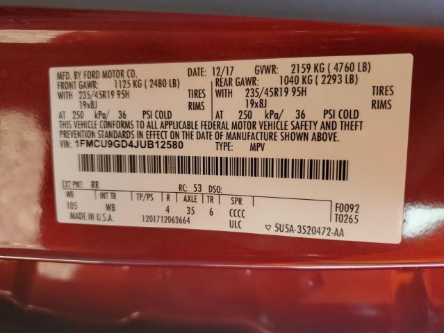 2018 FORD ESCAPE SE - 1FMCU9GD4JUB12580