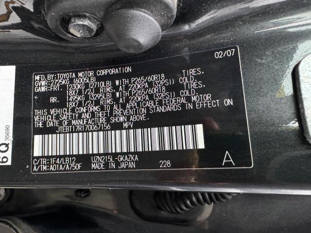 2007 Toyota 4Runner Limited VIN: JTEBT17R170067156 Lot: 60539554