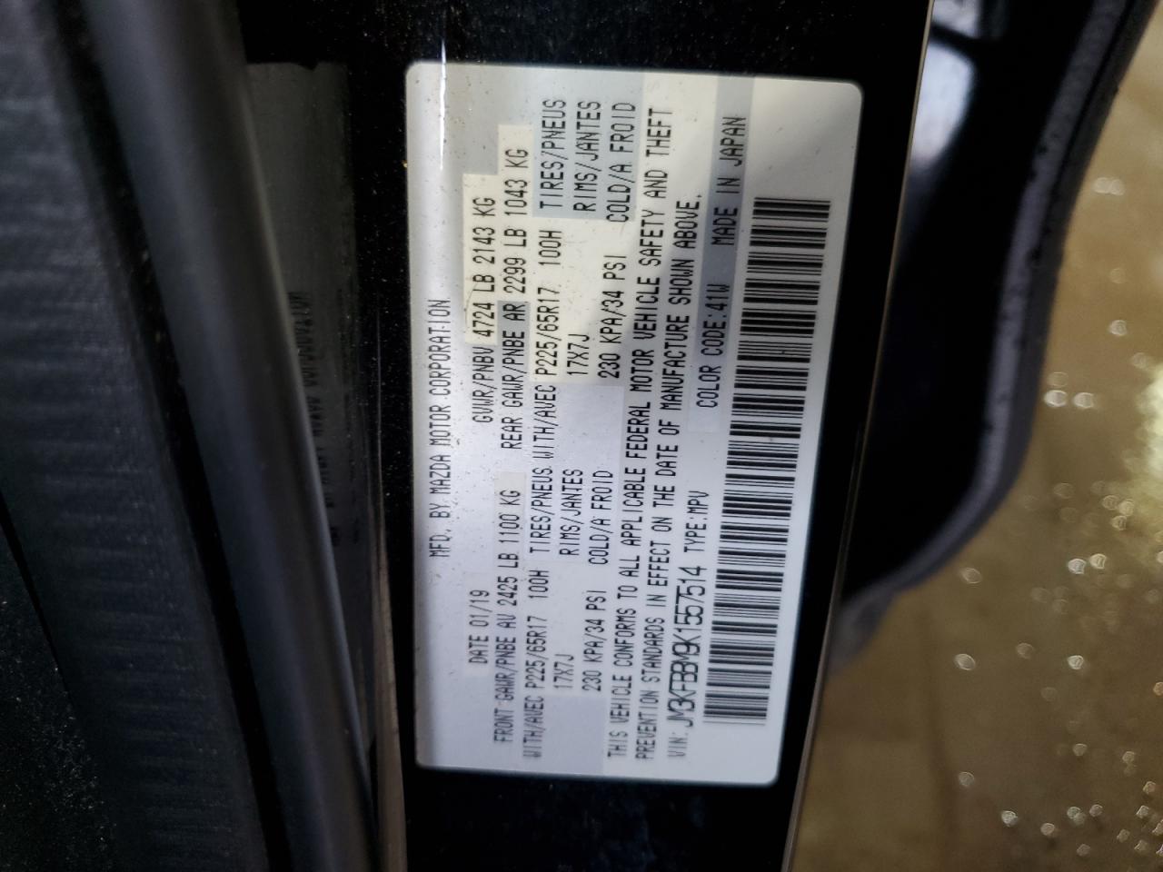 JM3KFBBM9K1557514 2019 Mazda Cx-5 Sport