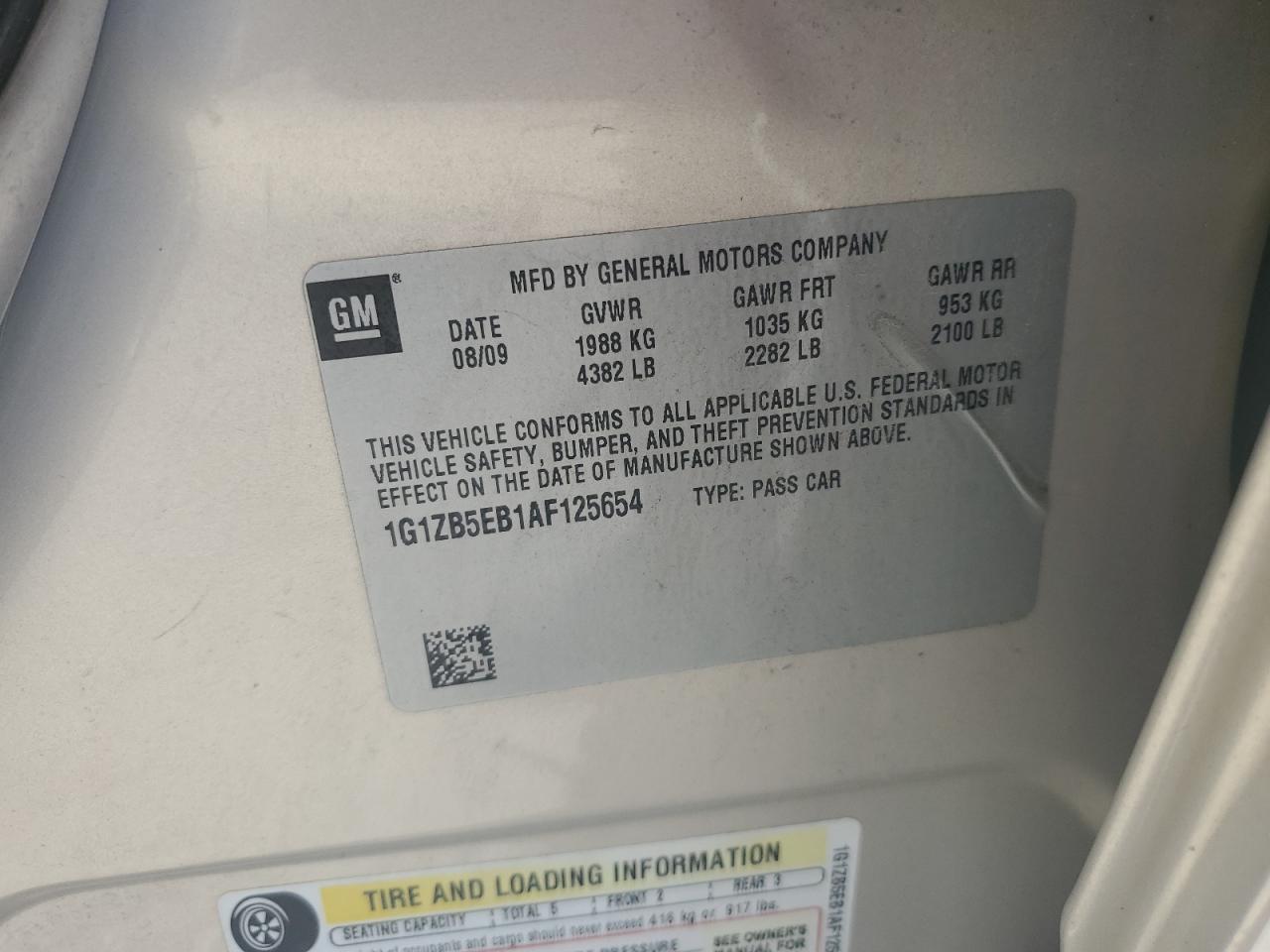 1G1ZB5EB1AF125654 2010 Chevrolet Malibu Ls