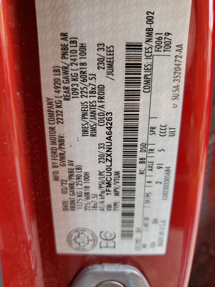 1FMCU0LZXNUA64263 2022 Ford Escape Titanium