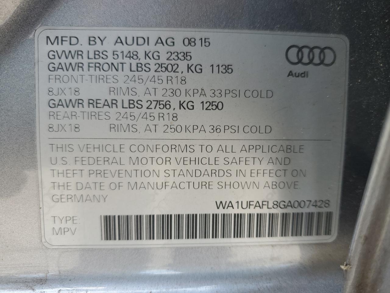 WA1UFAFL8GA007428 2016 Audi A4 Allroad Premium Plus