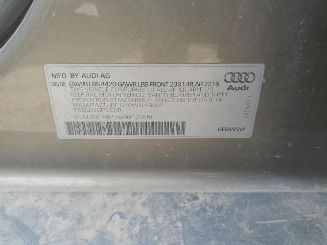 2006 Audi A3 2.0 Premium VIN: WAUNF78P76A012998 Lot: 58055494