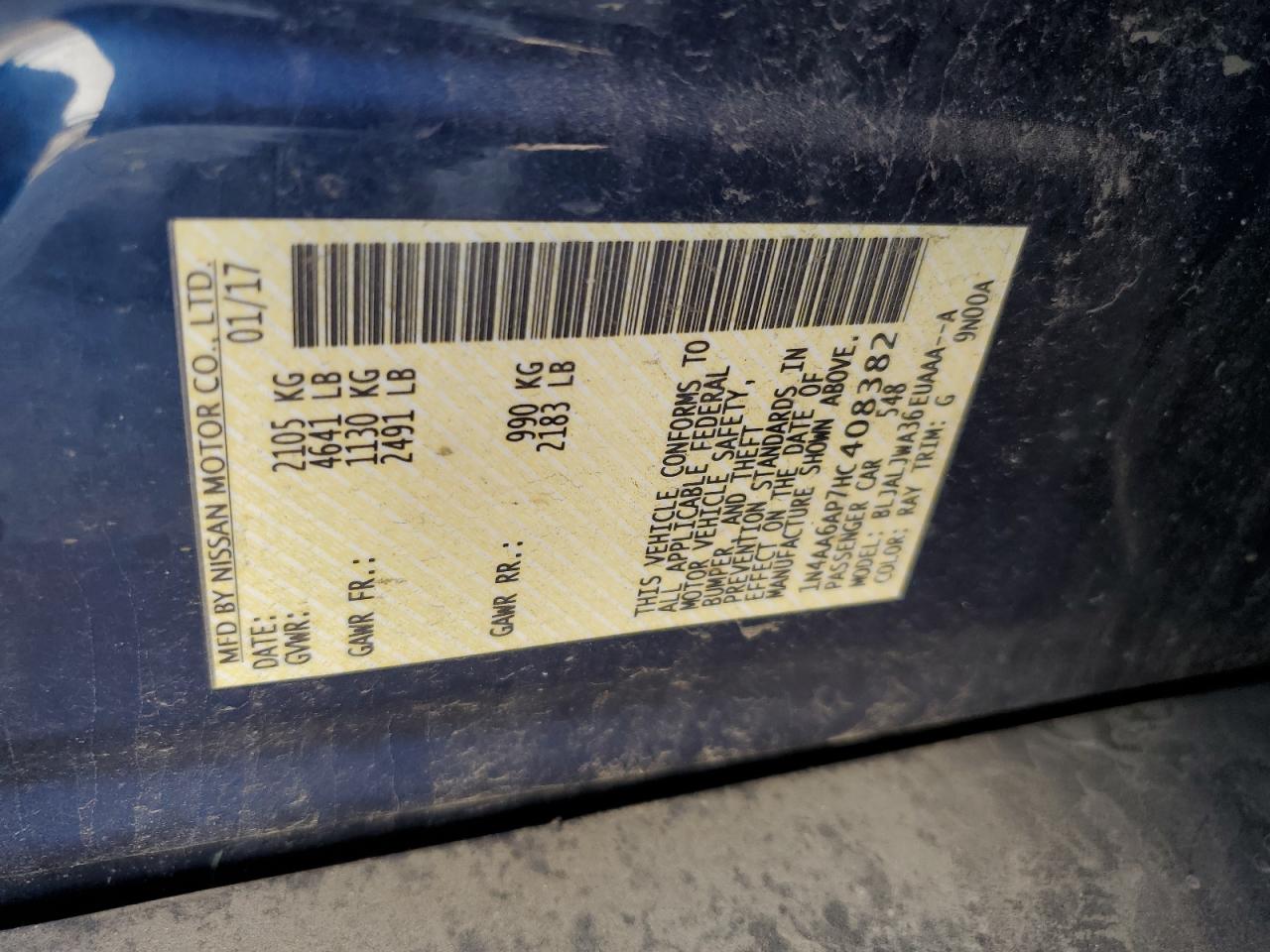 1N4AA6AP7HC408382 2017 Nissan Maxima 3.5S