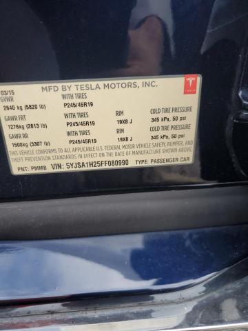 2015 Tesla Model S 85D VIN: 5YJSA1H25FF080990 Lot: 59370274