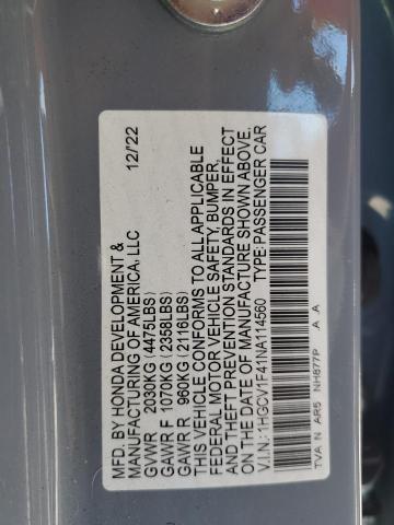 2022 Honda Accord Sport Se VIN: 1HGCV1F41NA114560 Lot: 57894154