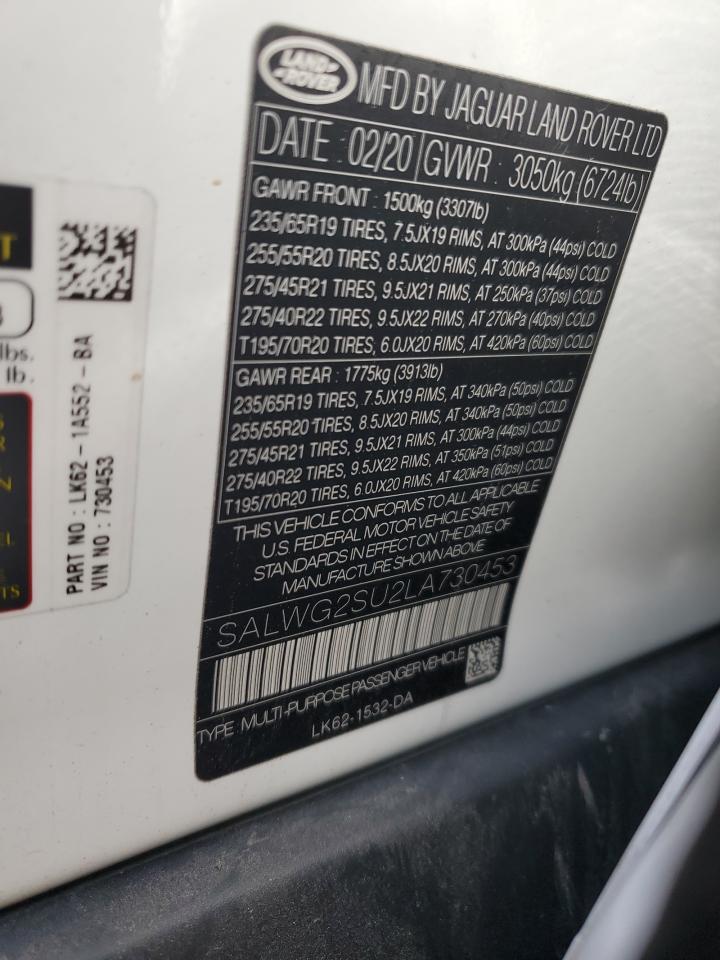 SALWG2SU2LA730453 2020 Land Rover Range Rover Sport Se