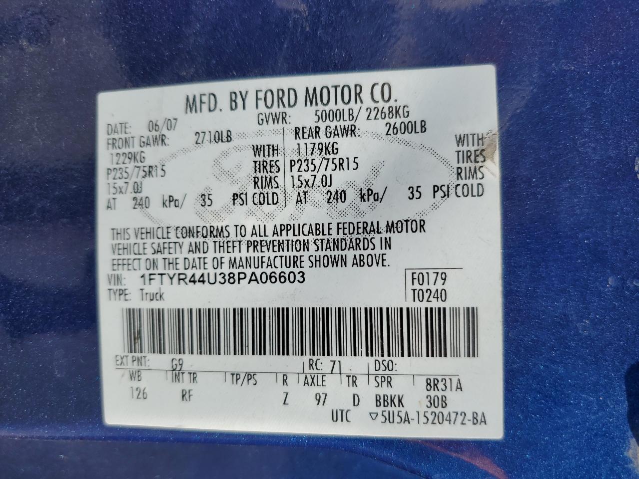 1FTYR44U38PA06603 2008 Ford Ranger Super Cab