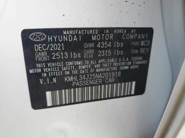 2022 Hyundai Sonata Limited VIN: KMHL34J25NA201918 Lot: 60118894