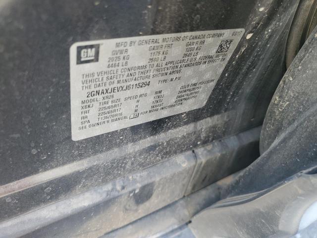 2018 Chevrolet Equinox Lt VIN: 2GNAXJEVXJ6115294 Lot: 57500604