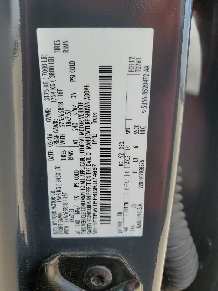 1FTEW1EF6GKD74697 2016 Ford F150 Supercrew