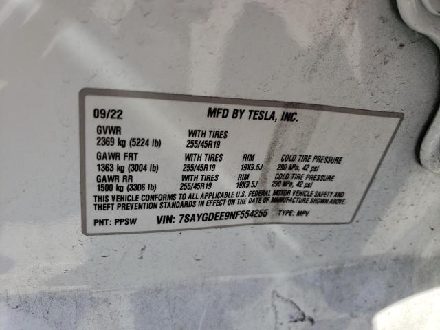 7SAYGDEE9NF554255 Tesla Model Y  12