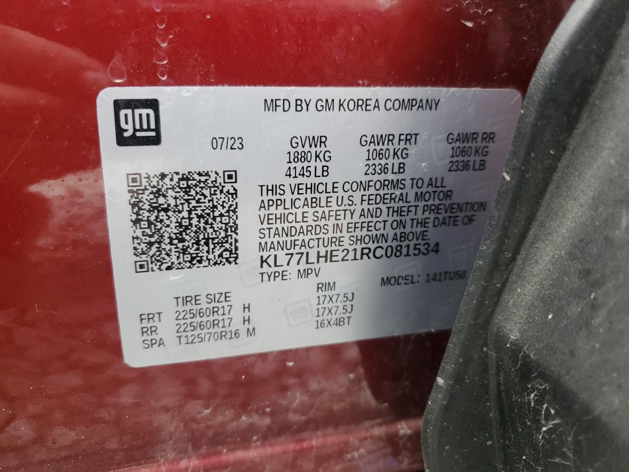 KL77LHE21RC081534 2024 Chevrolet Trax 1Lt