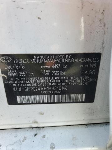 2017 Hyundai Sonata Se VIN: 5NPE24AF7HH540146 Lot: 57465054