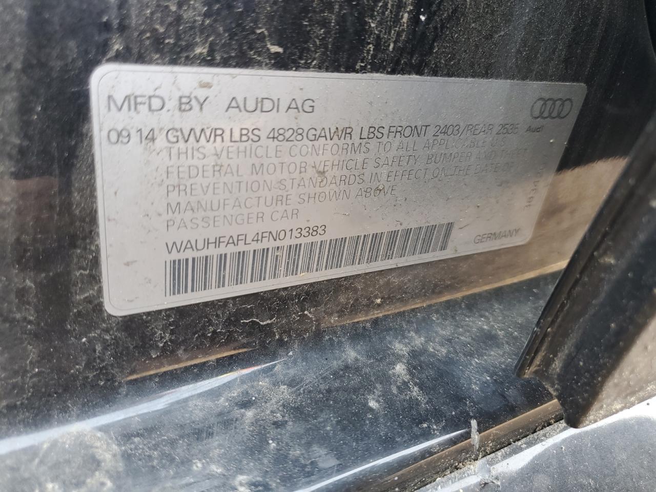 WAUHFAFL4FN013383 2015 Audi A4 Premium Plus