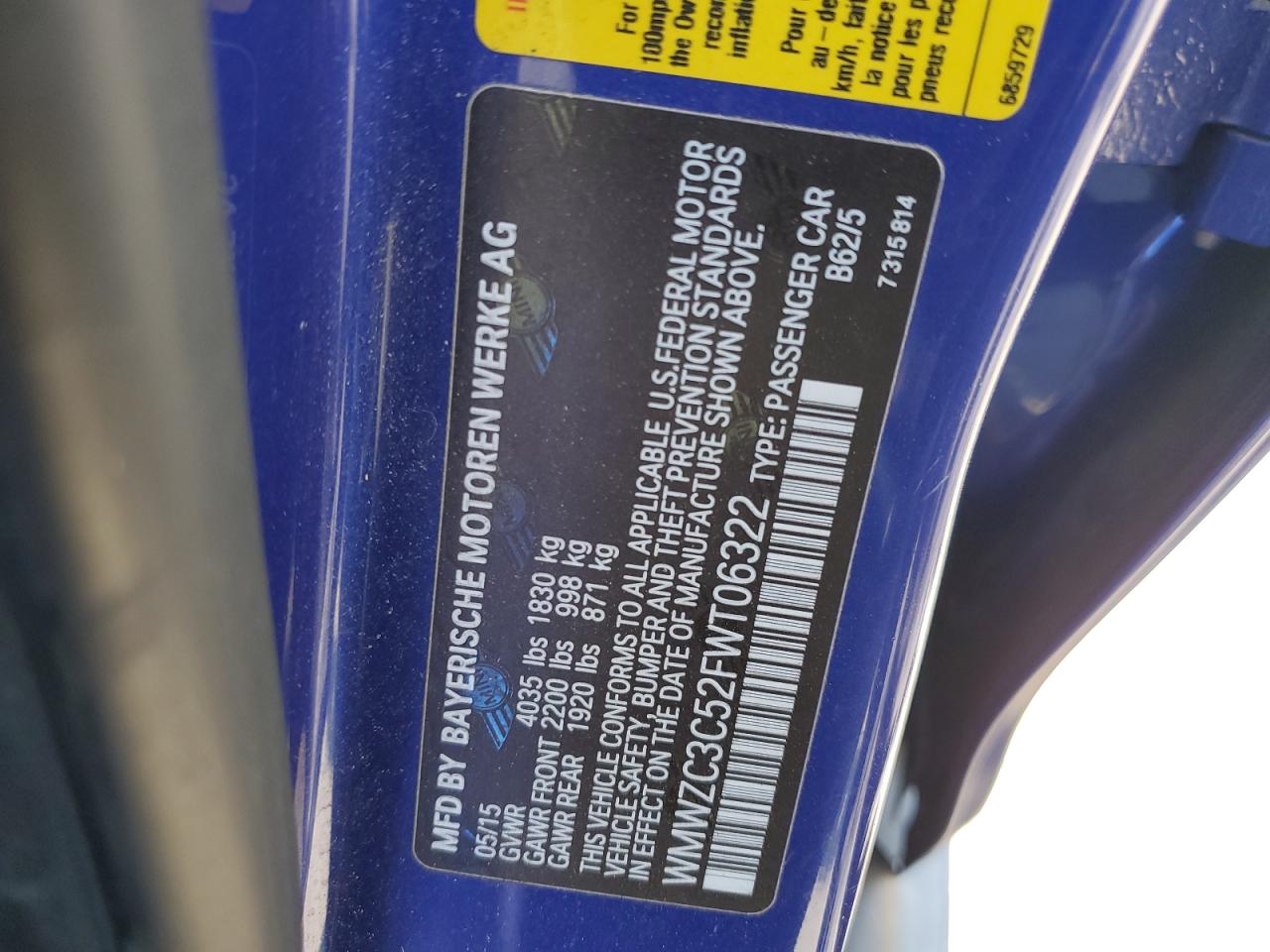 WMWZC3C52FWT06322 2015 Mini Cooper S Countryman