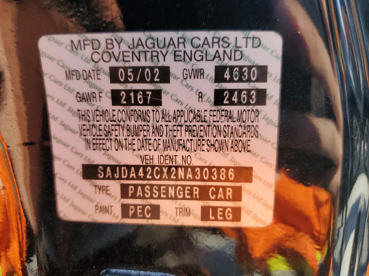 SAJDA42CX2NA30386 2002 Jaguar Xk8