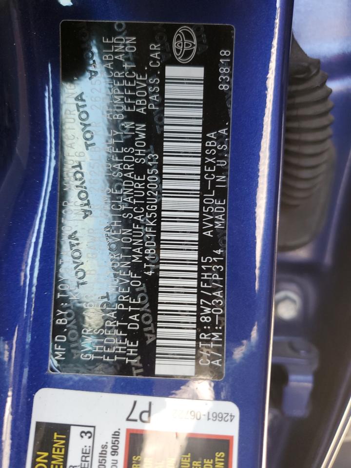 4T1BD1FK5GU200513 2016 Toyota Camry Hybrid