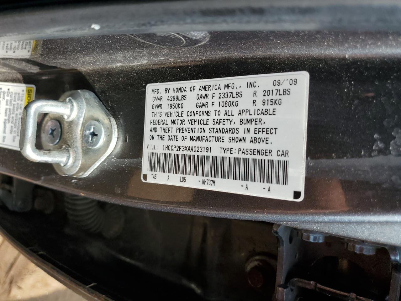 1HGCP2F3XAA023191 2010 Honda Accord Lx