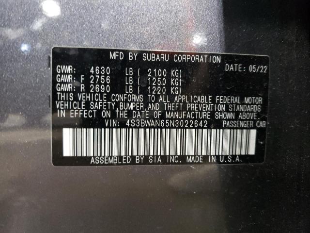 2022 Subaru Legacy Limited VIN: 4S3BWAN65N3022642 Lot: 57949654