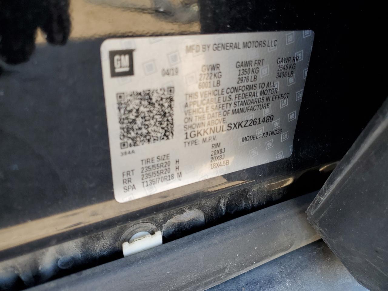 1GKKNULSXKZ261489 2019 GMC Acadia Slt-1