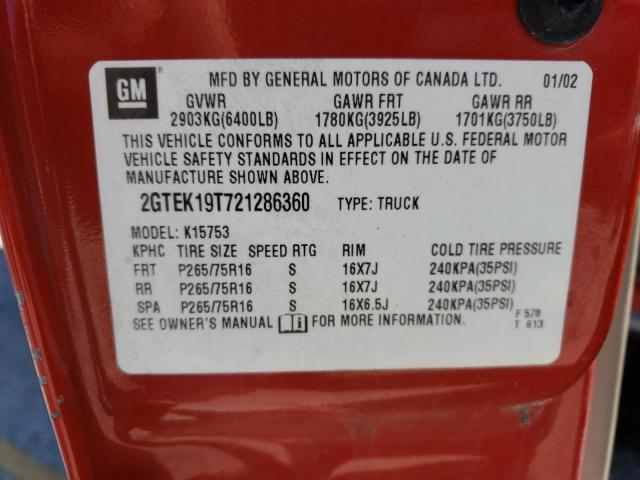 2002 GMC New Sierra K1500 VIN: 2GTEK19T721286360 Lot: 57720944