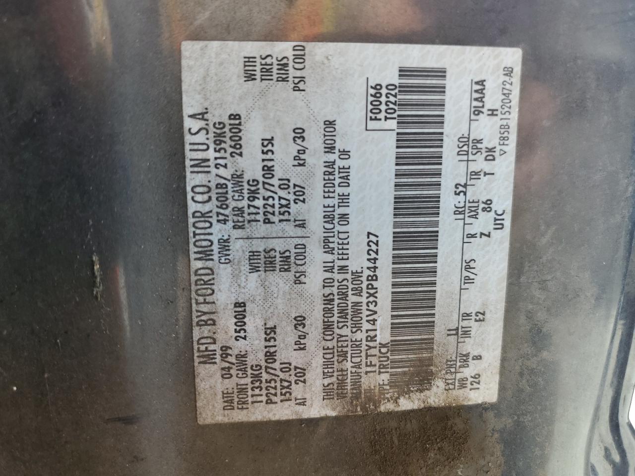 1FTYR14V3XPB44227 1999 Ford Ranger Super Cab