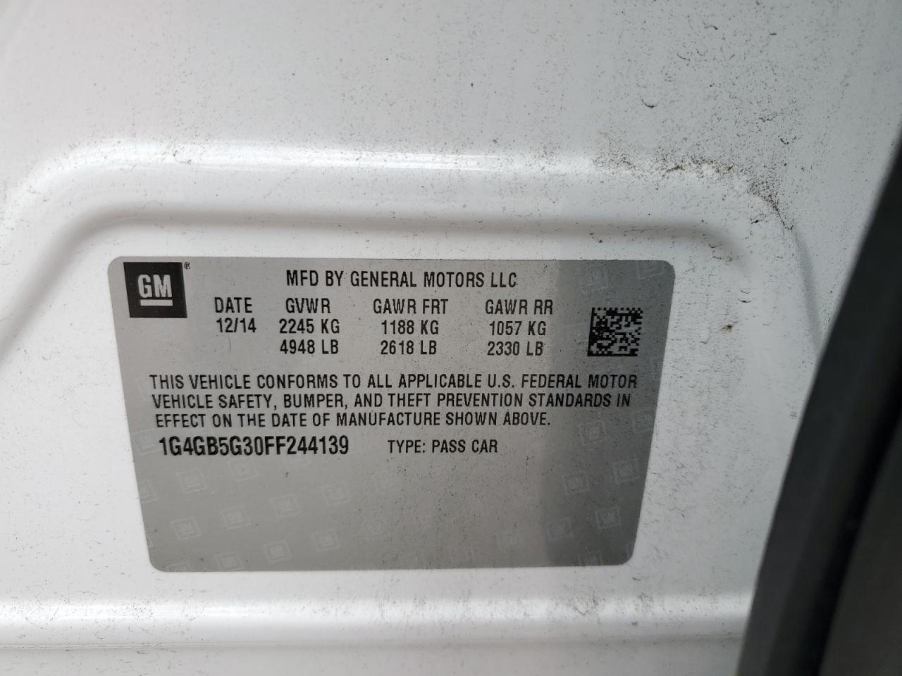 1G4GB5G30FF244139 2015 Buick Lacrosse