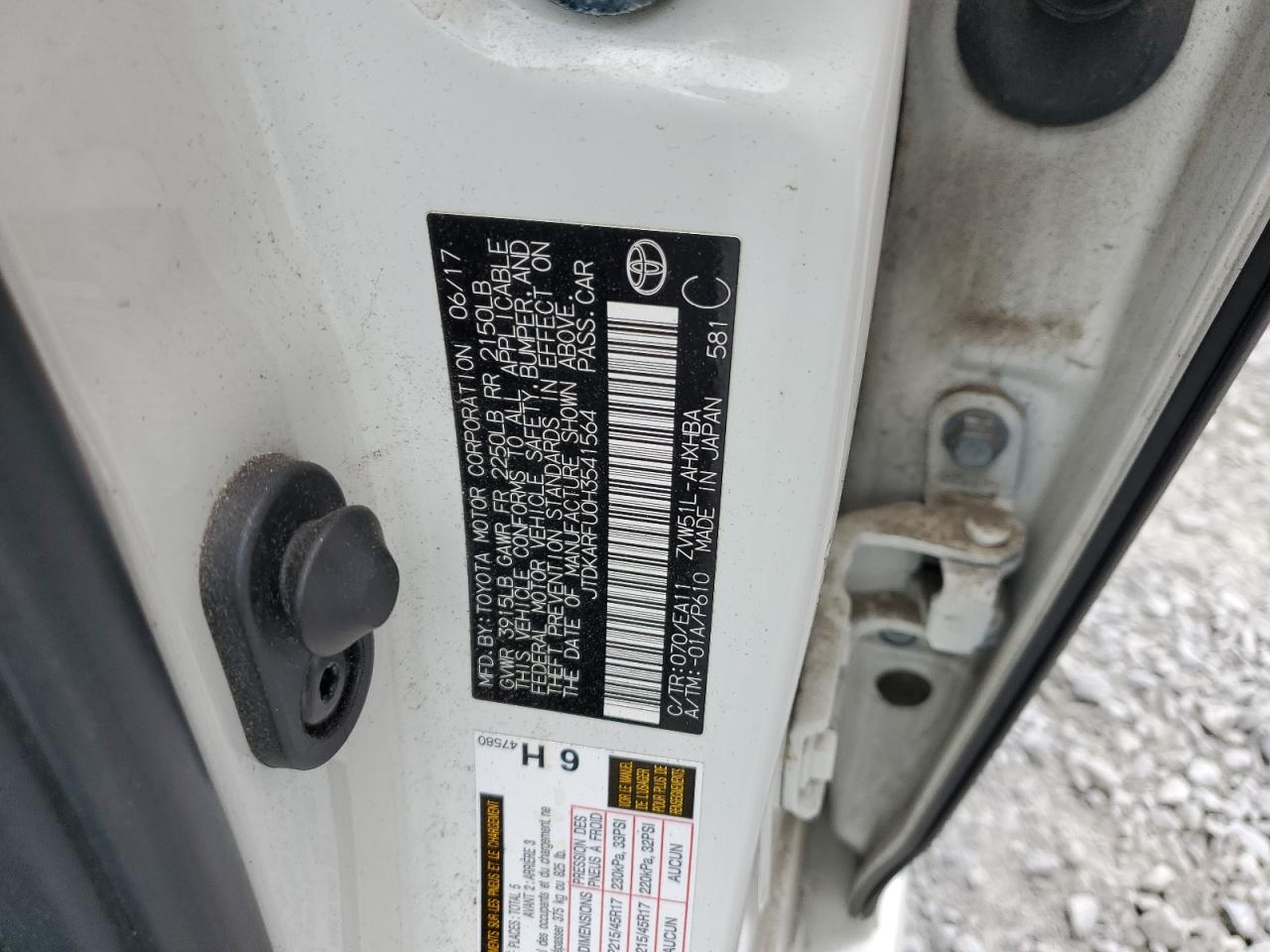 JTDKARFU0H3541564 2017 Toyota Prius