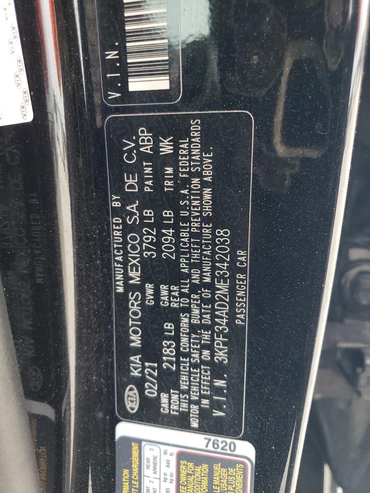 3KPF34AD2ME342038 2021 Kia Forte Gt Line