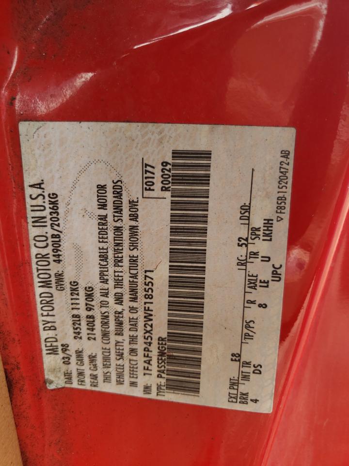 1FAFP45X2WF185571 1998 Ford Mustang Gt