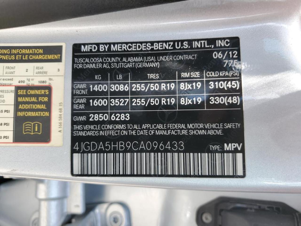 4JGDA5HB9CA096433 2012 Mercedes-Benz Ml 350 4Matic