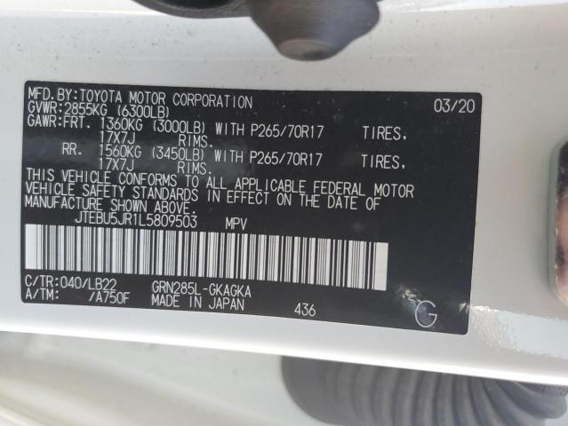 2020 Toyota 4Runner Sr5/Sr5 Premium VIN: JTEBU5JR1L5809503 Lot: 59430024