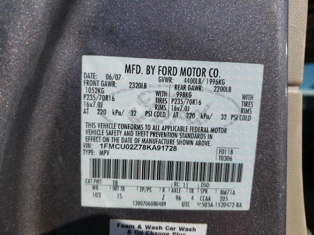 1FMCU02Z78KA91728 2008 Ford Escape Xls