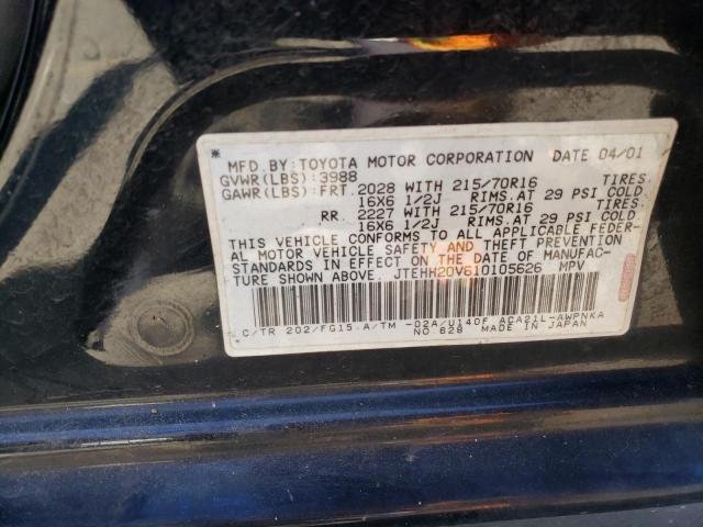 2001 Toyota Rav4 VIN: JTEHH20V610105626 Lot: 60972184