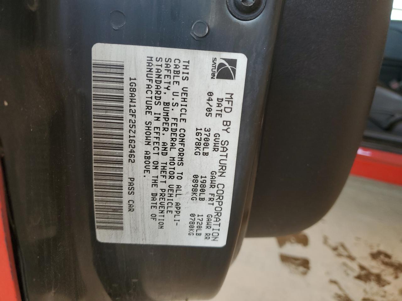 1G8AW12F25Z162462 2005 Saturn Ion Level 3