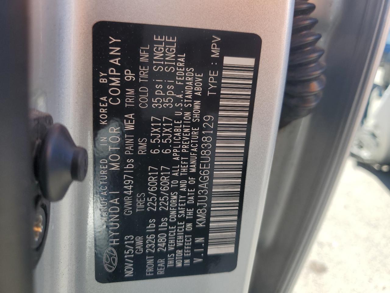 KM8JU3AG6EU838129 2014 Hyundai Tucson Gls