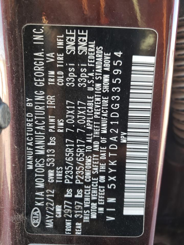 5XYKTDA21DG335954 2013 Kia Sorento Lx